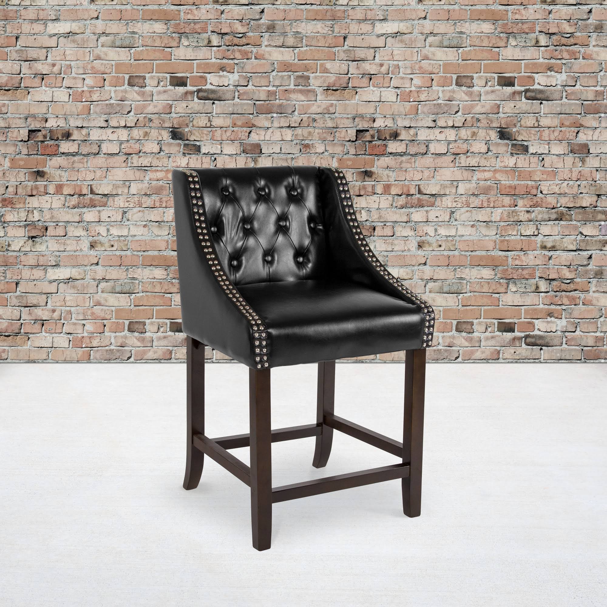 Black Leather Counter Height Stool N370