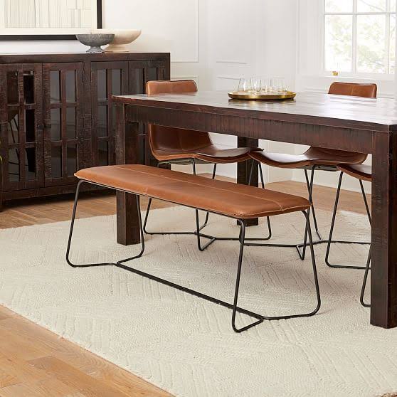 Sierra Leather Gray Dining Bench K8311