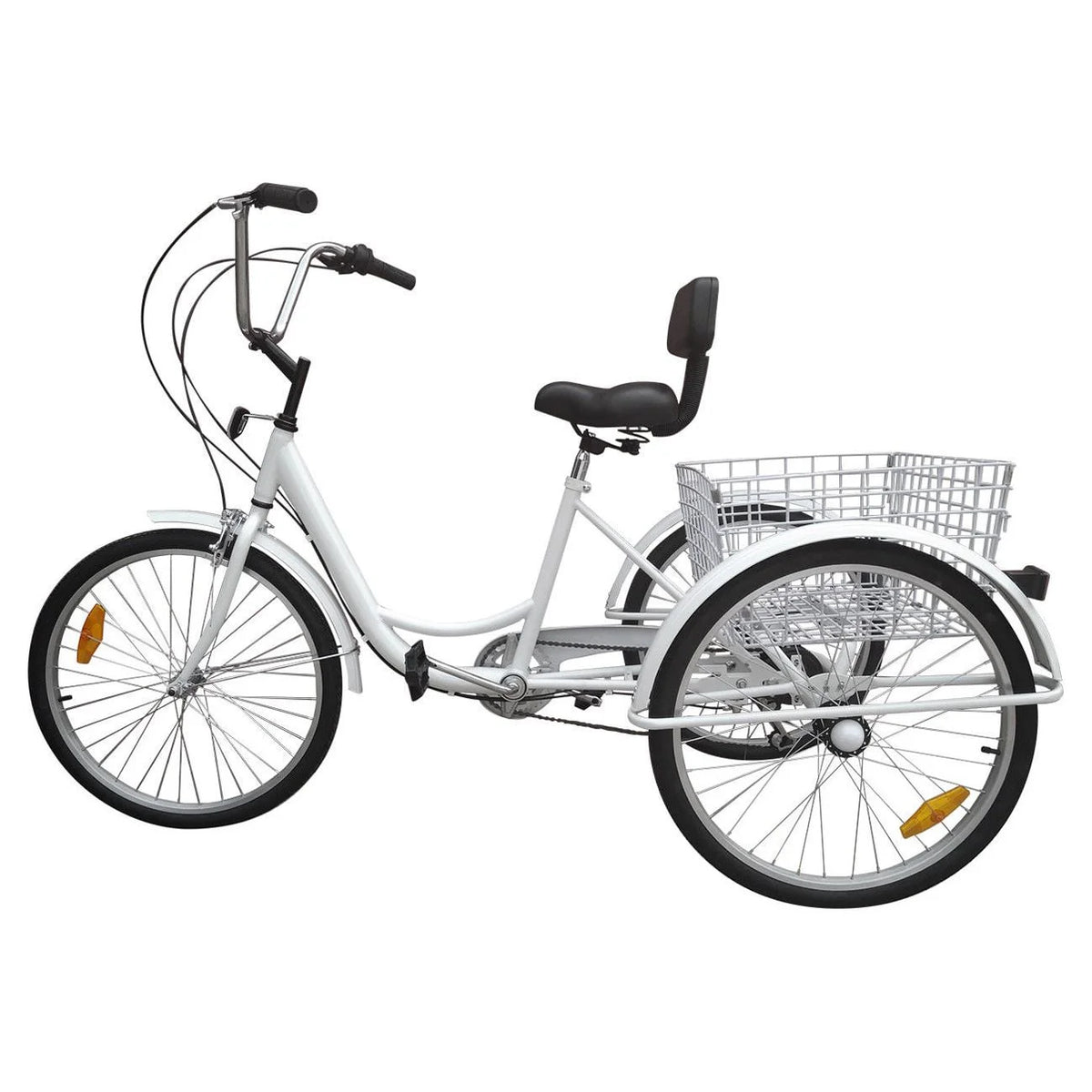 White 24" 3-Wheel Adult Tricycle Bike with Basket Y14376