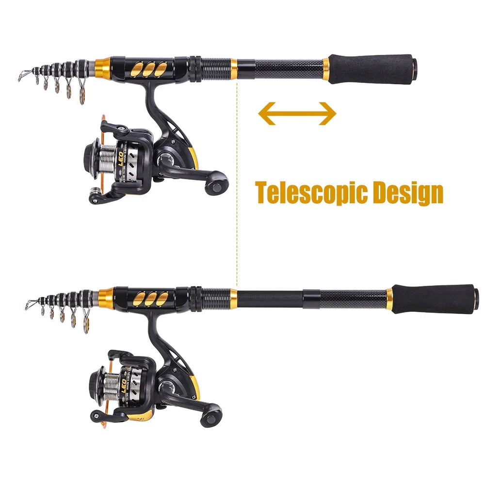 Carbon Fiber Telescopic Rod Reel Combo B292566