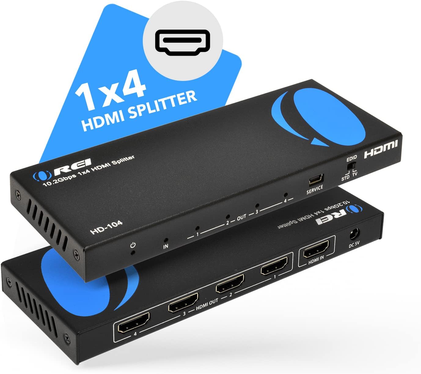 4K 1x4 HDMI Splitter Powered Ver 1.4 Full HD 1080P 3D Support Black Q560