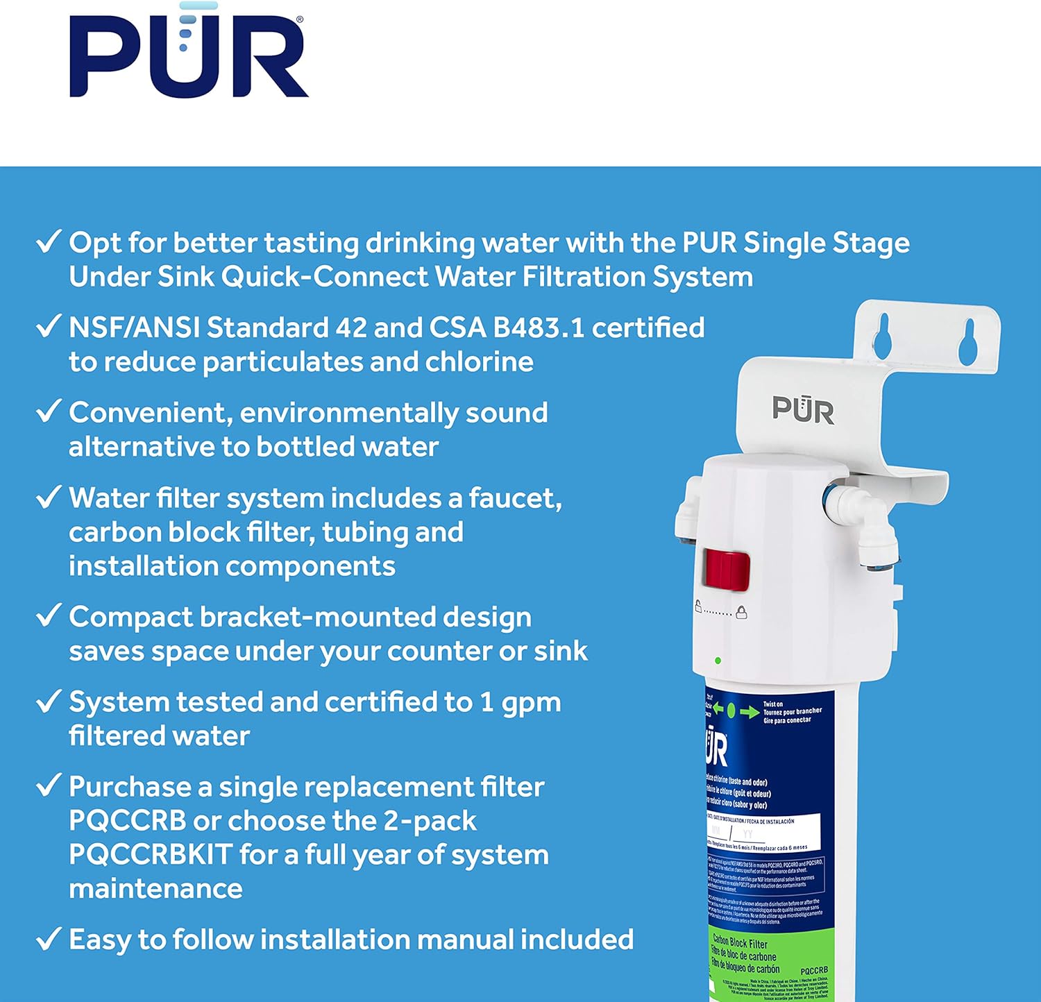White Pack of 2 Water Filtration System V12556