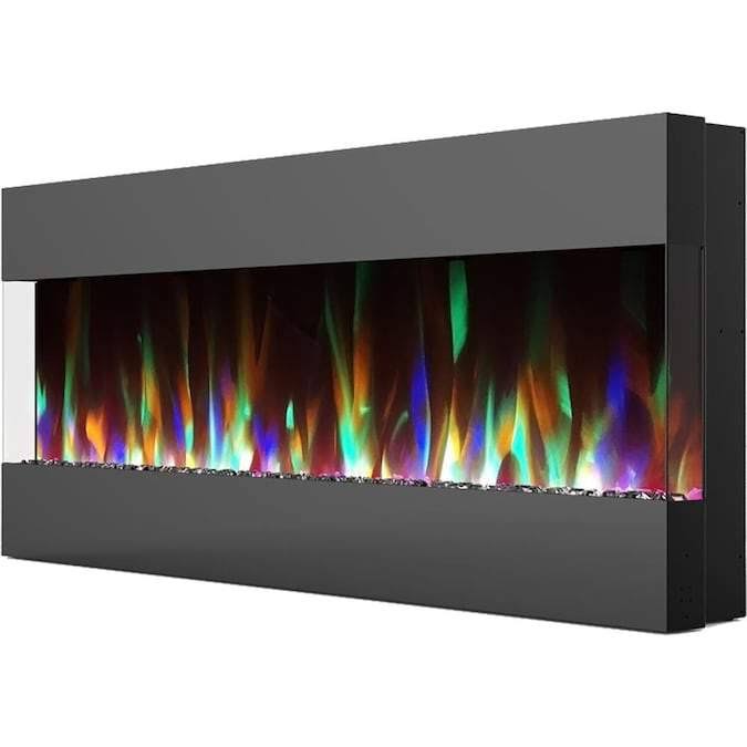 White Recessed Wall Mounted Electric Fireplace with Crystal and LED Display E30176
