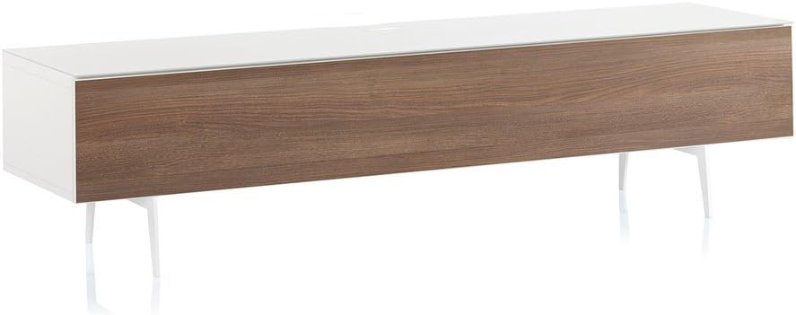 White Wood and Glass TV Stand with Metal Legs M28502
