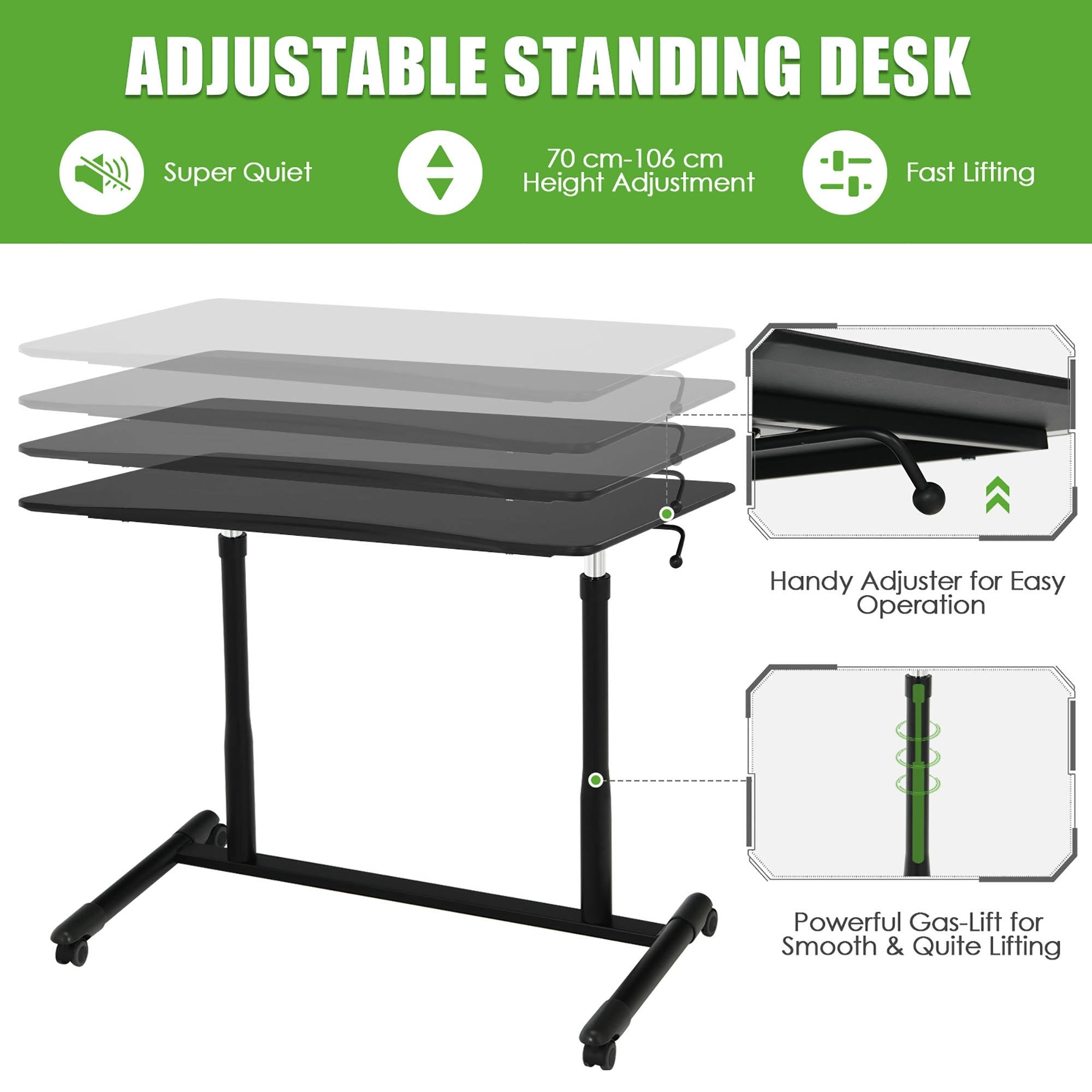 Black Height Adjustable Standing Desk K335