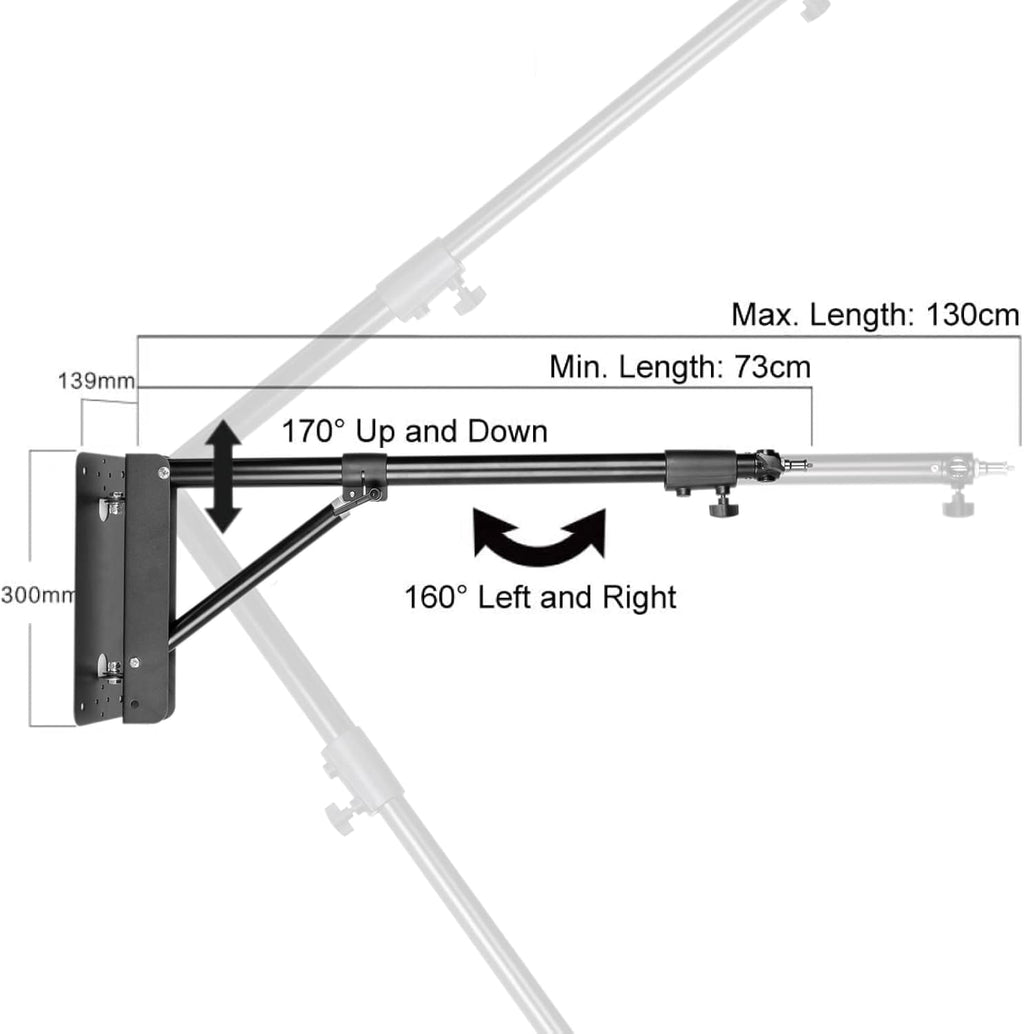 Triangle Wall Mounting Boom Arm Light Stand, Max Length 51.2 inches/130cm K63524