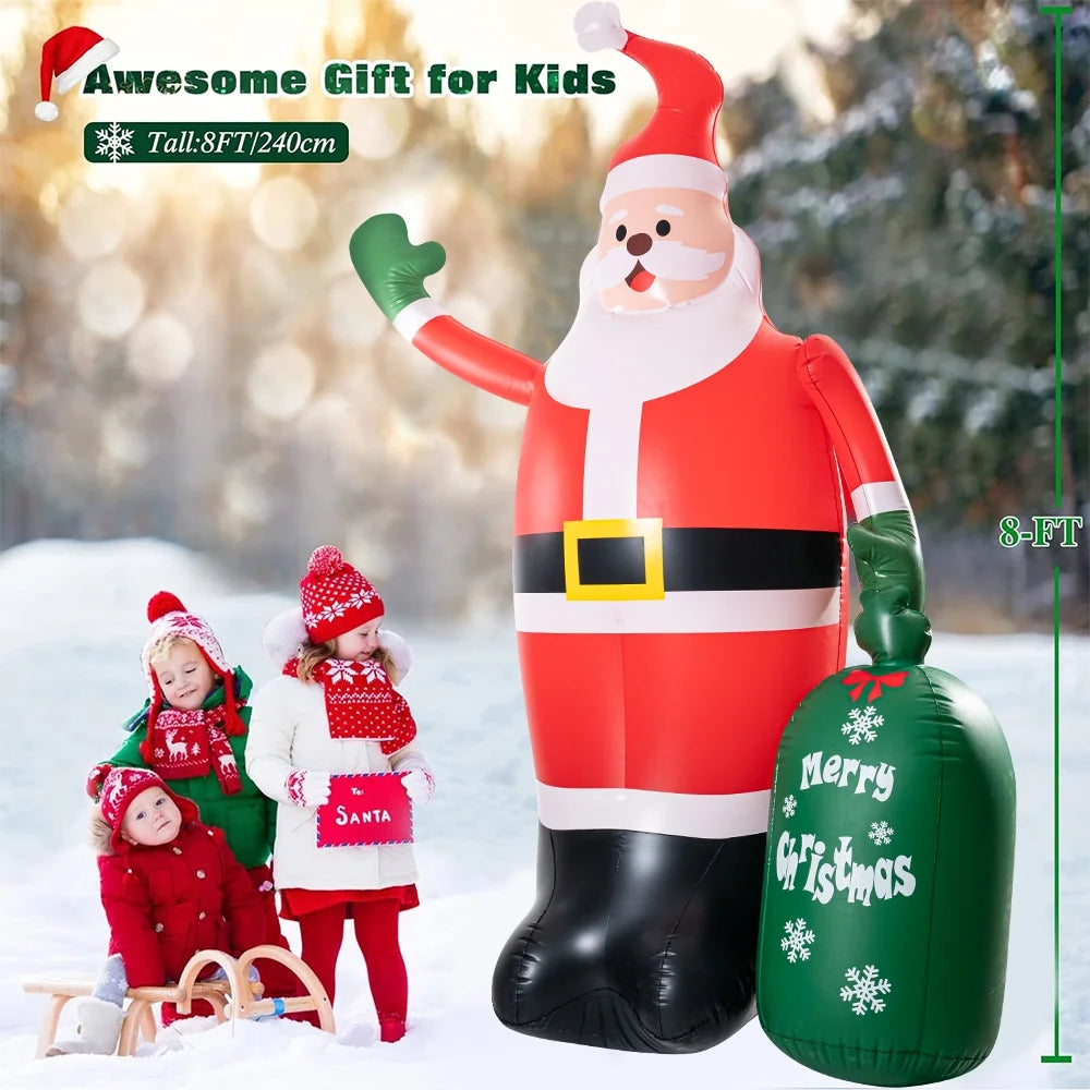 8Ft Christmas Inflatables Santa Claus Outdoor Decorations LED Lights C34870