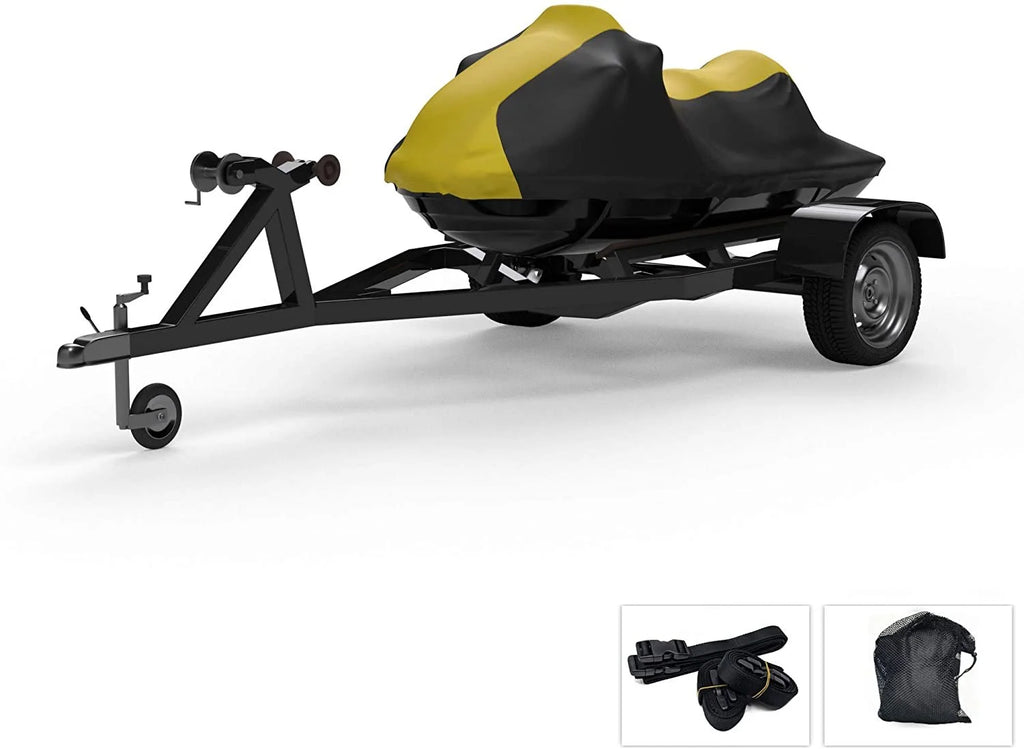 Yellow/Black Jet Ski Cover with Trailer Straps and Storage Bag O5596
