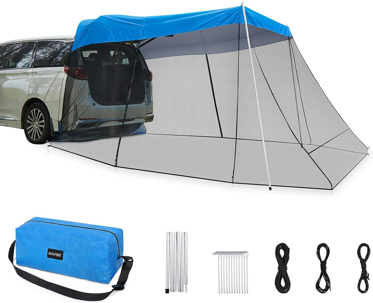Car Awning Sun Shelter with Mosquito Net, Portable SUV Tent Tailgate Shade Canopy (Army Green) Z348204