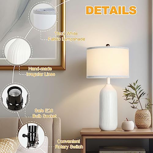 White Ceramic Table Lamp with 3-Color Temperatures U8420