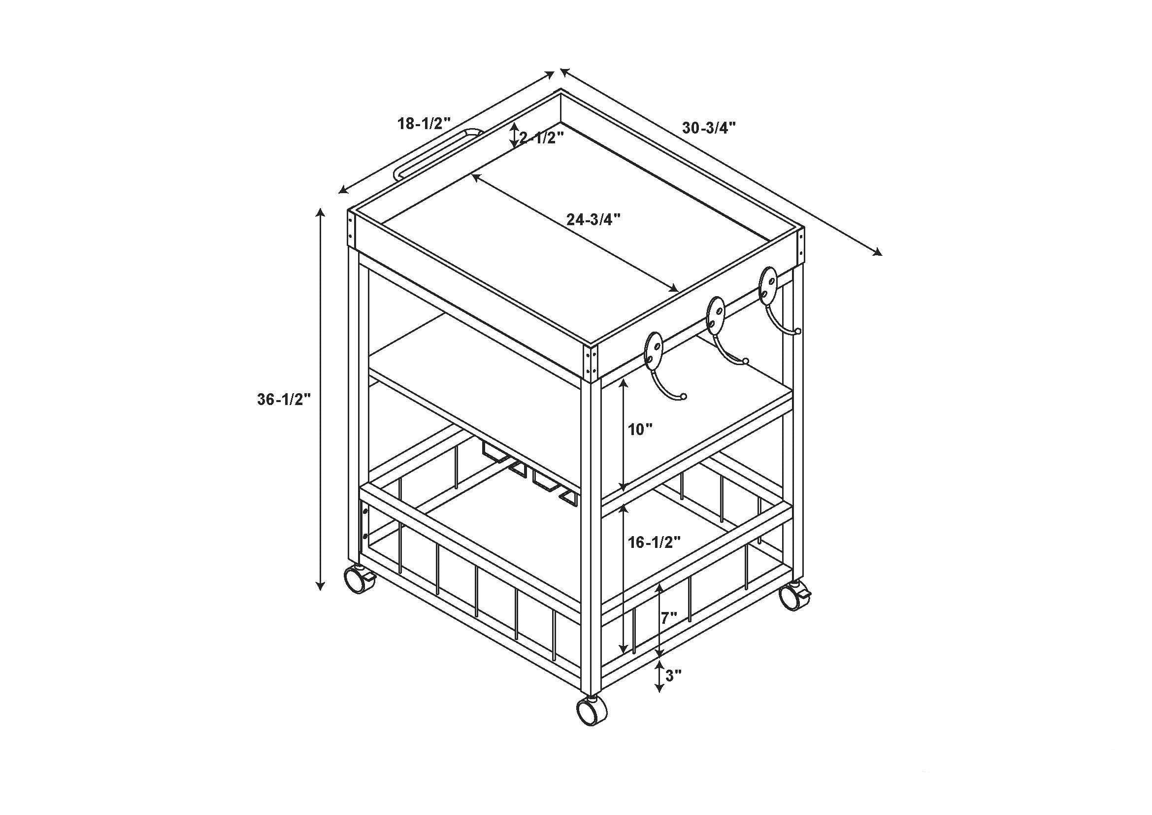 Black Kitchen Cart T333