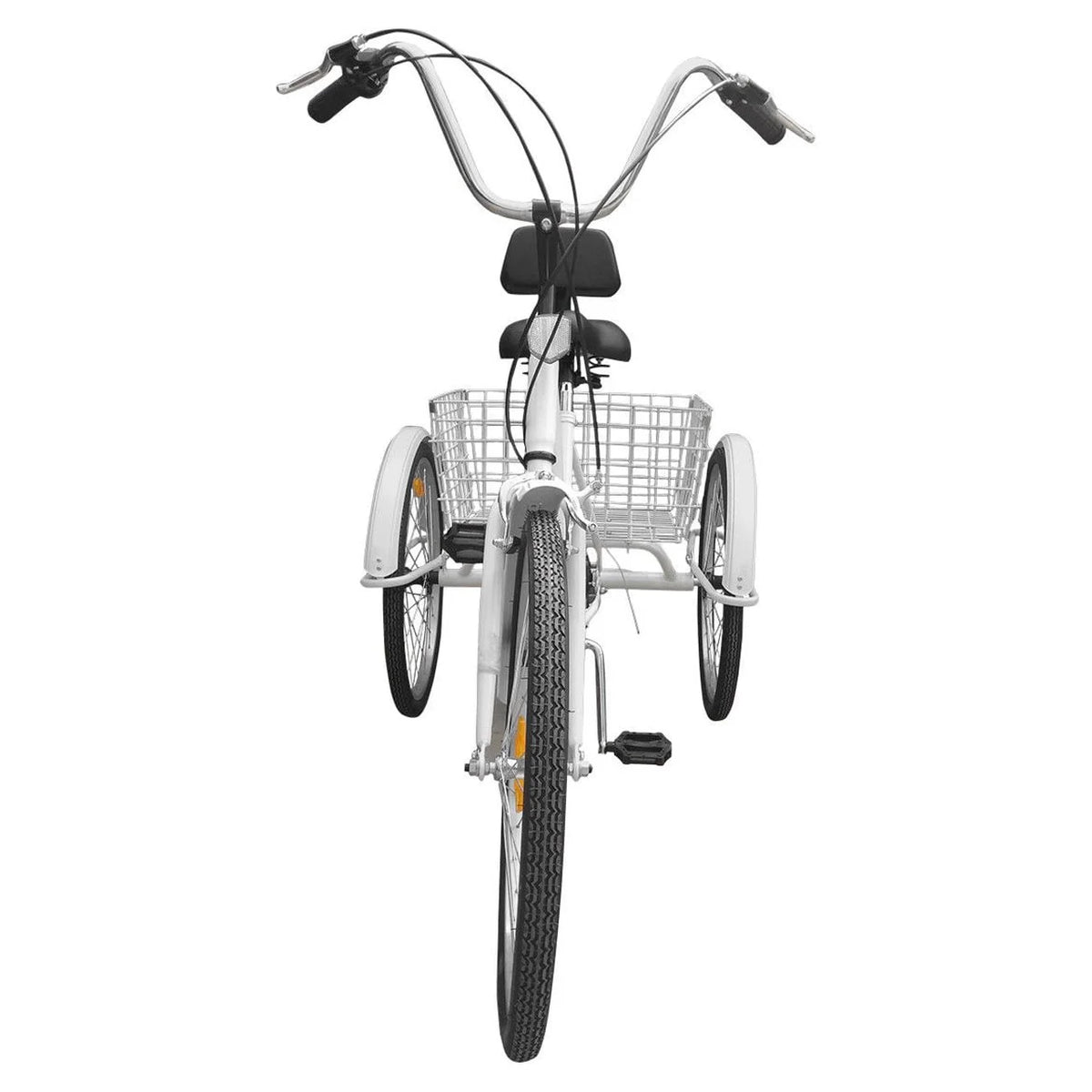 White 24" 3-Wheel Adult Tricycle Bike with Basket Y14376