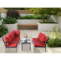 4 Piece Sofa Seating Group with Cushions Burgundy Z958