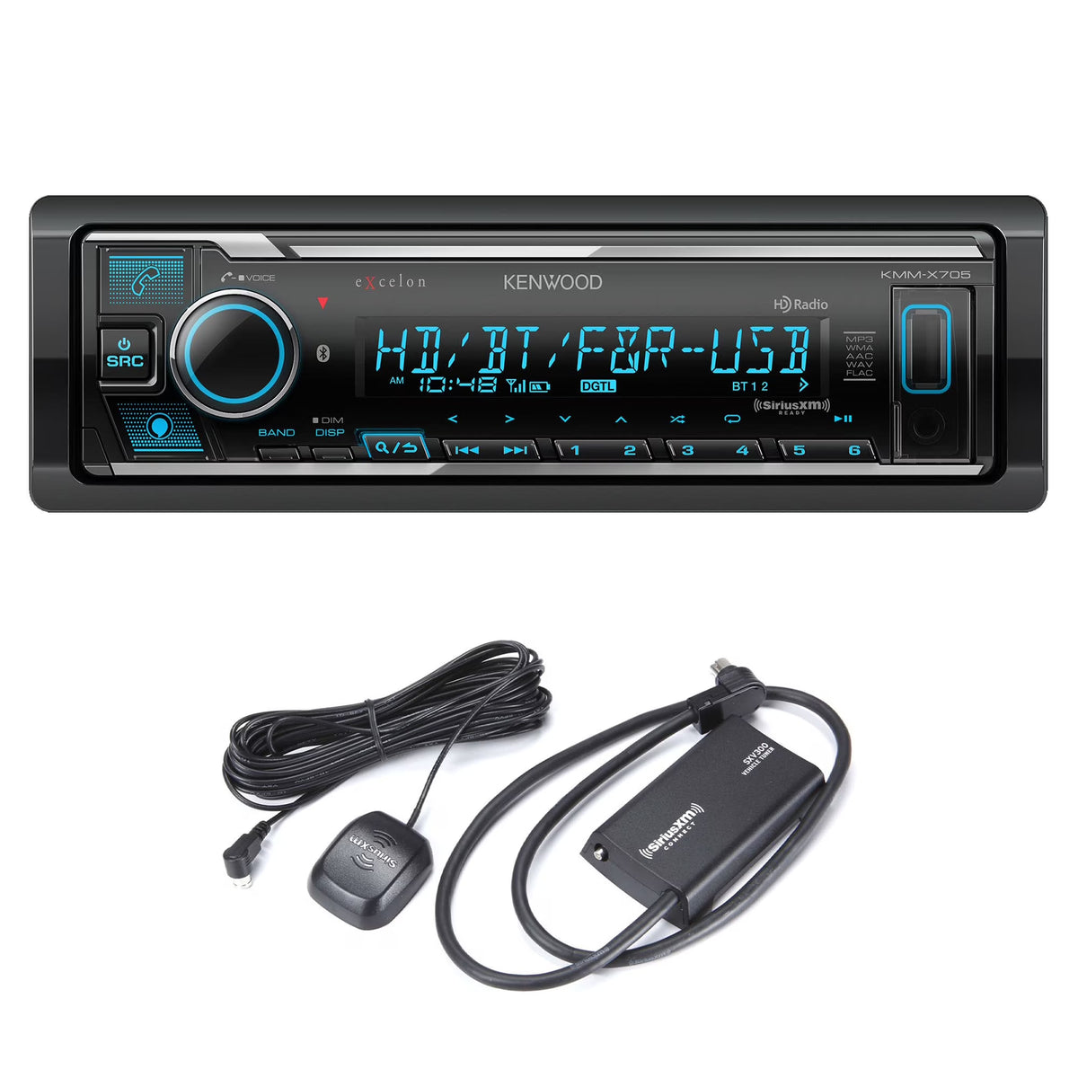 Bluetooth Single DIN Media Receiver with Sirius XM Connect Vehicle Tuner Kit I3642