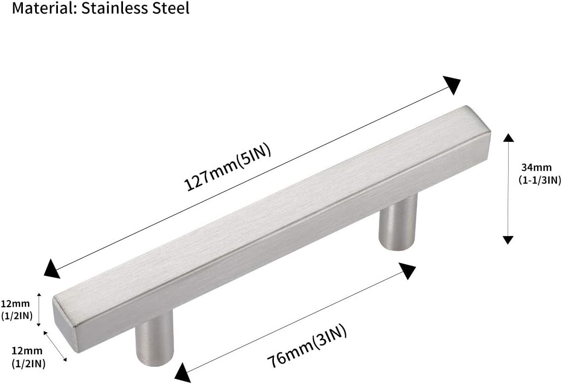 50 Pack Square Cabinet Handle 8.75 Length Satin Nickel V20745
