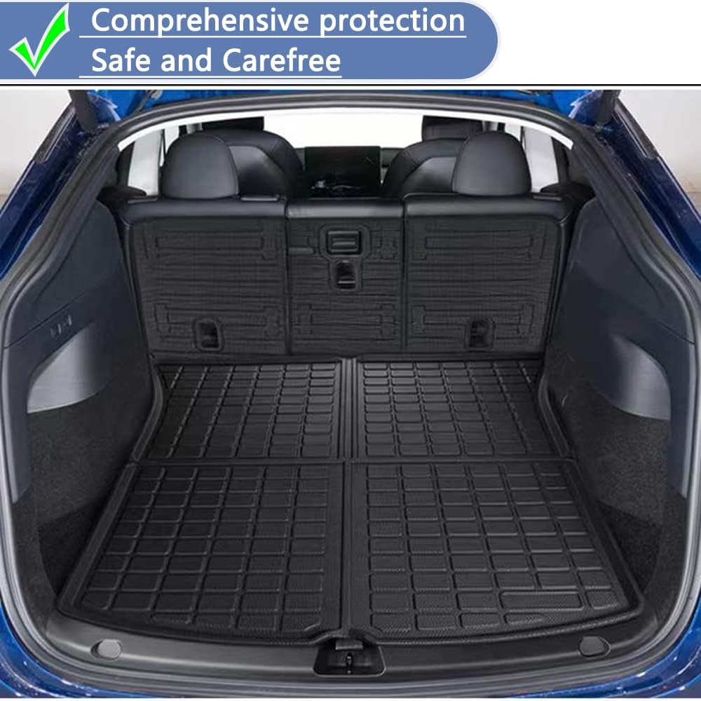 Black TPO Rear Cargo Liners Trunk Tray Mats for Tesla Model Y, Pack of 2 O23446