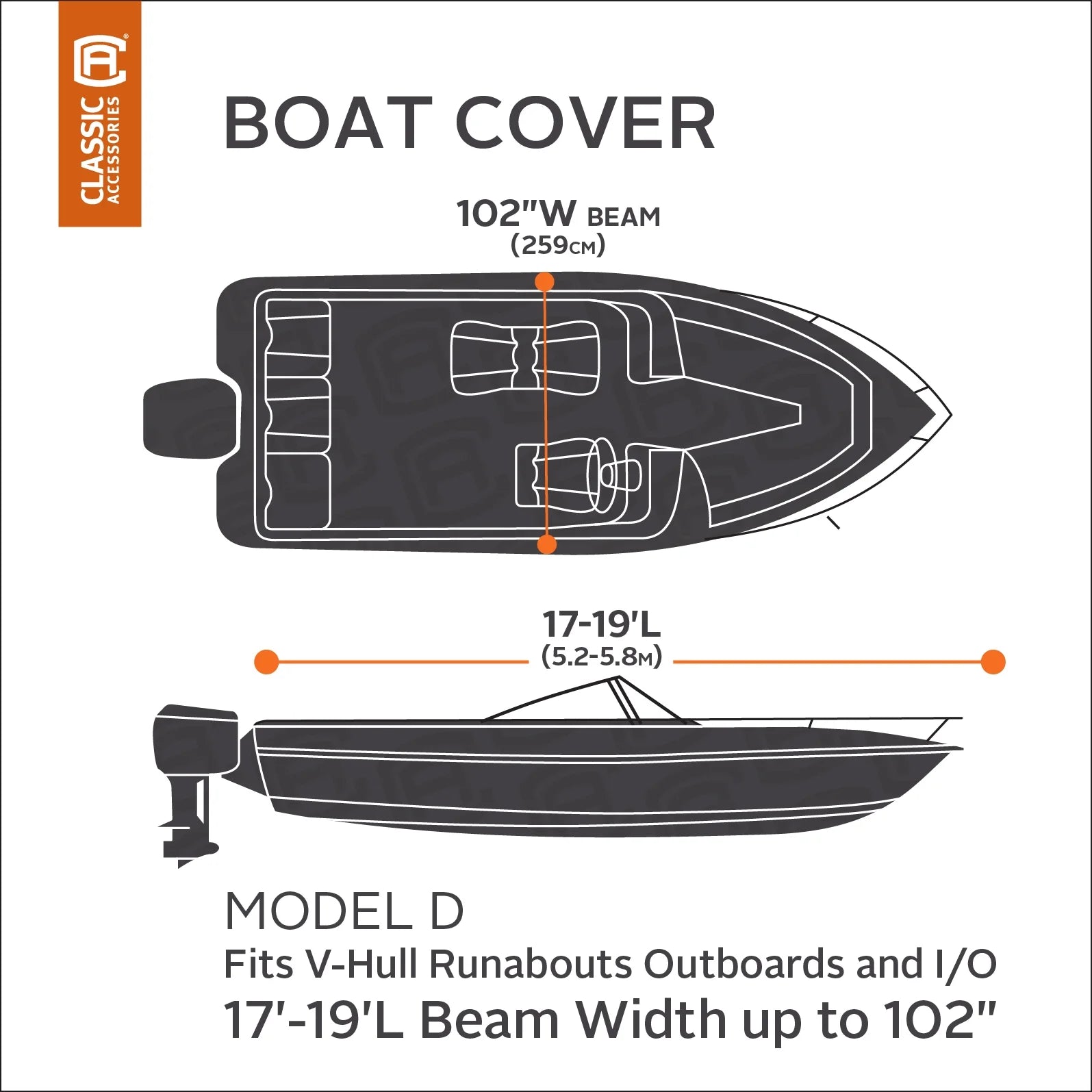 All Seasons Trailerable Boat Cover with Polyester Fade-Resistant Fabric R1802