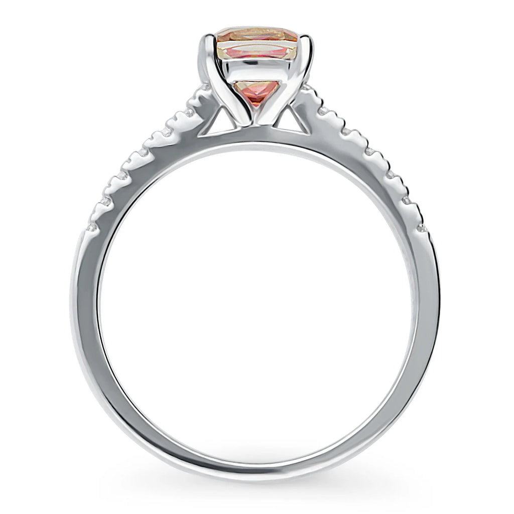 Sterling Silver Rhodium Plated Cushion Cut Cubic Zirconia Promise Ring I72950