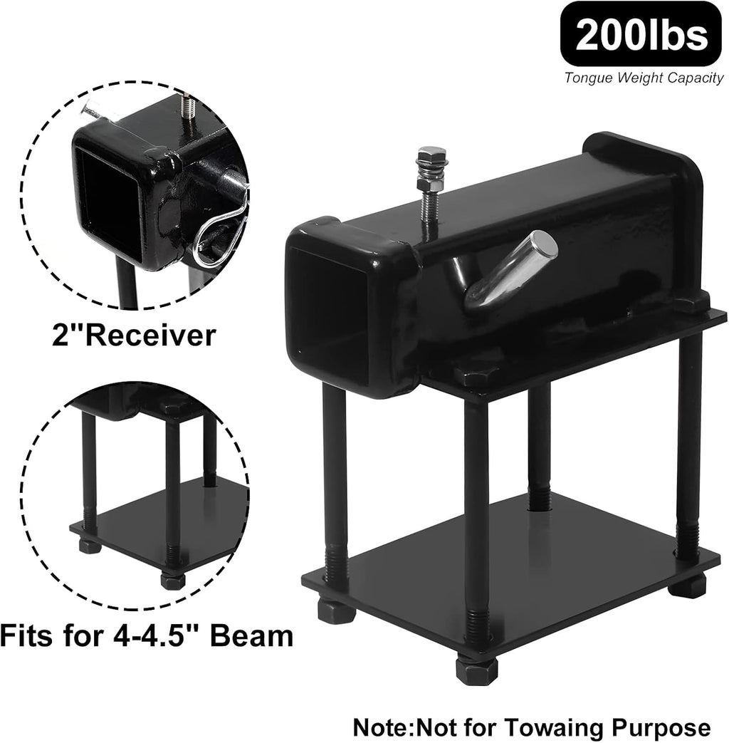 Bolt-on Bike Rack Carrier Hitch Receiver Adapter with Hitch Pin & Hitch Cover for 4-4.5 Beam, 2 Receiver Opening D4989