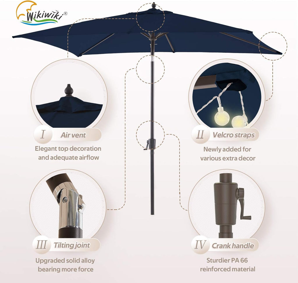 Navy Blue Rectangular Olefin Market Umbrella P7810