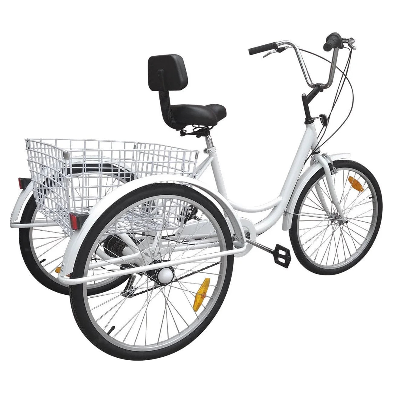 White 24" 3-Wheel Adult Tricycle Bike with Basket Y14376