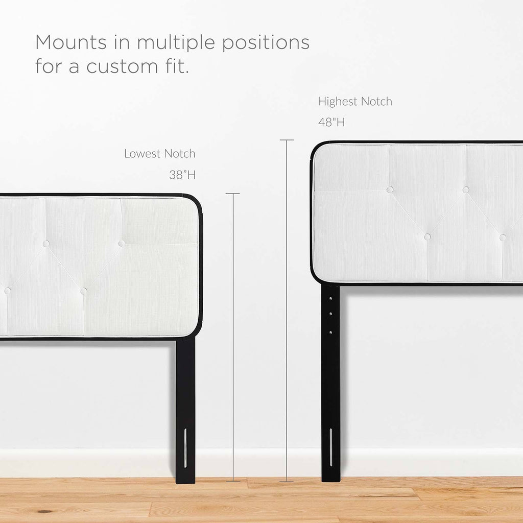 Tufted Twin Fabric and Wood Headboard N2079