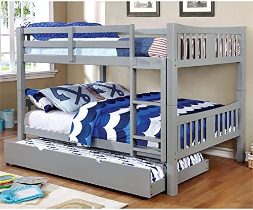 Twin Over Twin Wood Bunk Bed in Gray P457