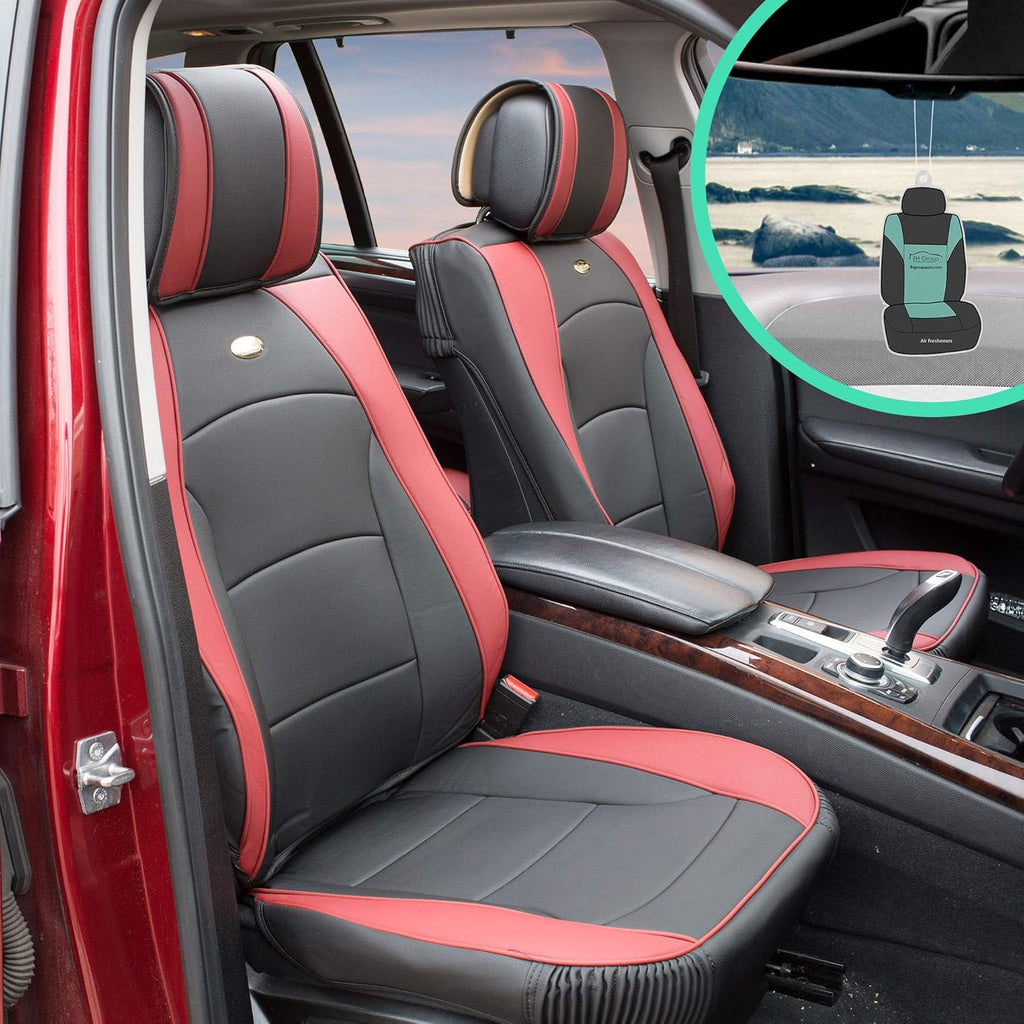 Faux Leather Car Seat Covers Front Set Solid Gray L3785