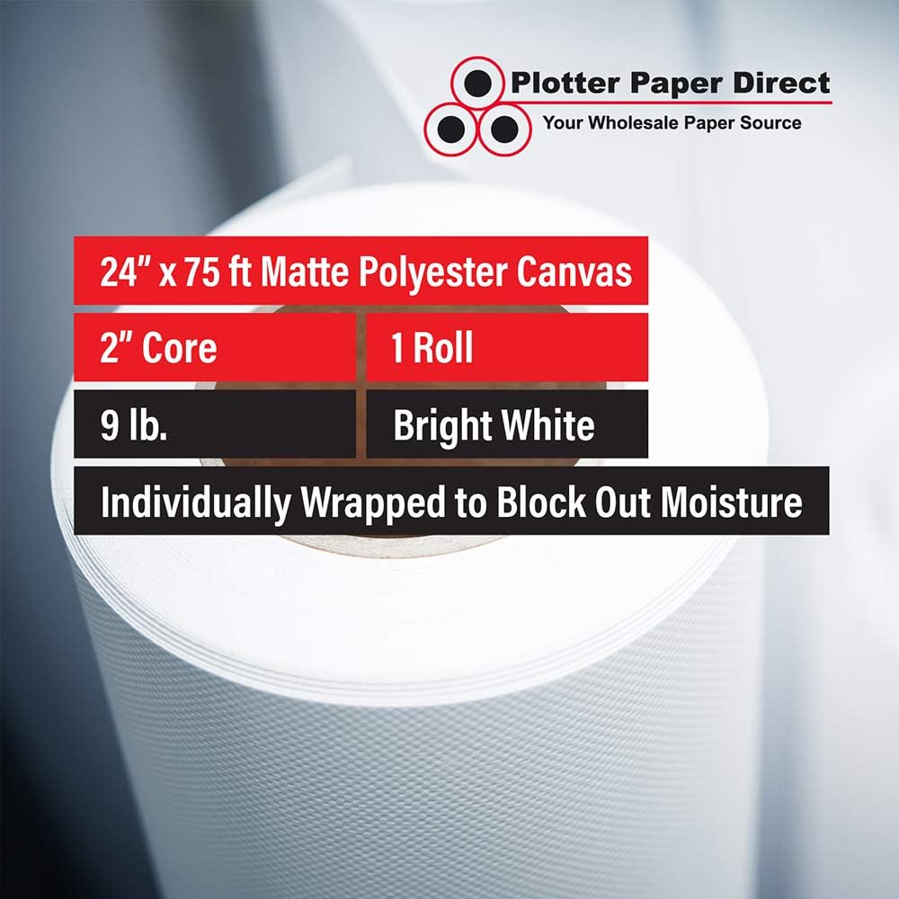 24 x 75' Roll Matte Polyester Canvas I96629