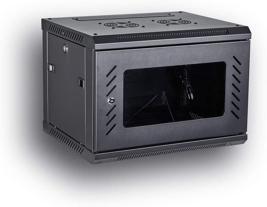 BLACK 06U 19-Inch Server Network Rack with Locking Glass Door T726488