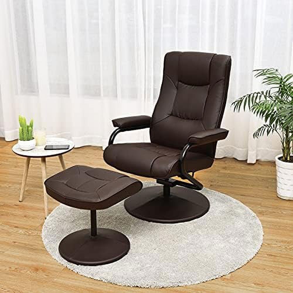 Gray PU Leather Recliner Chair with Ottoman F535