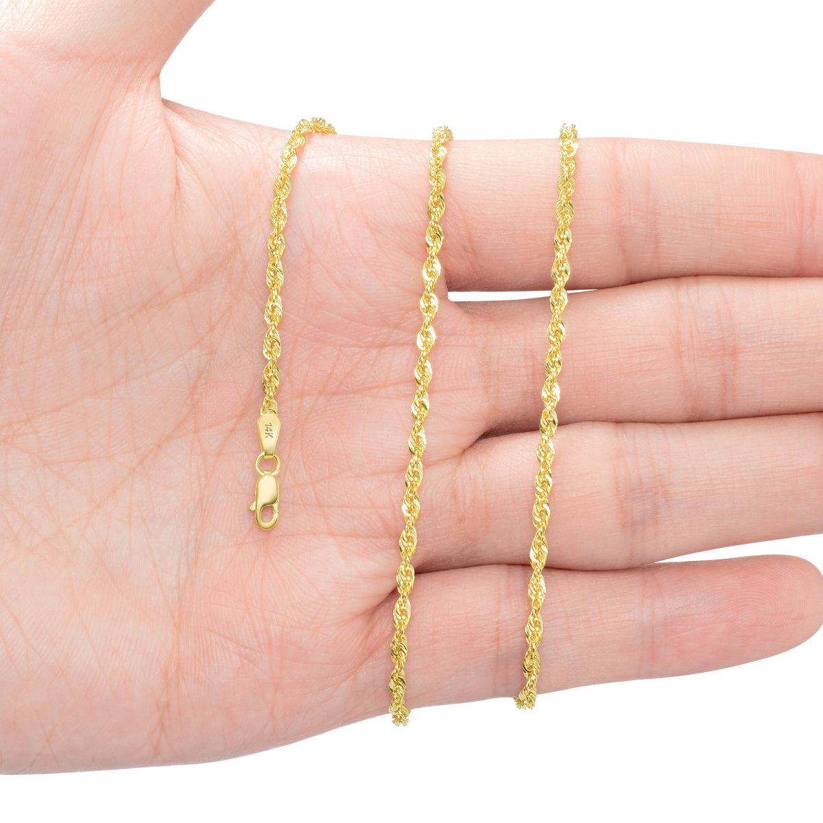 14k Yellow Gold 2.5mm Rope Chain Necklace S5770