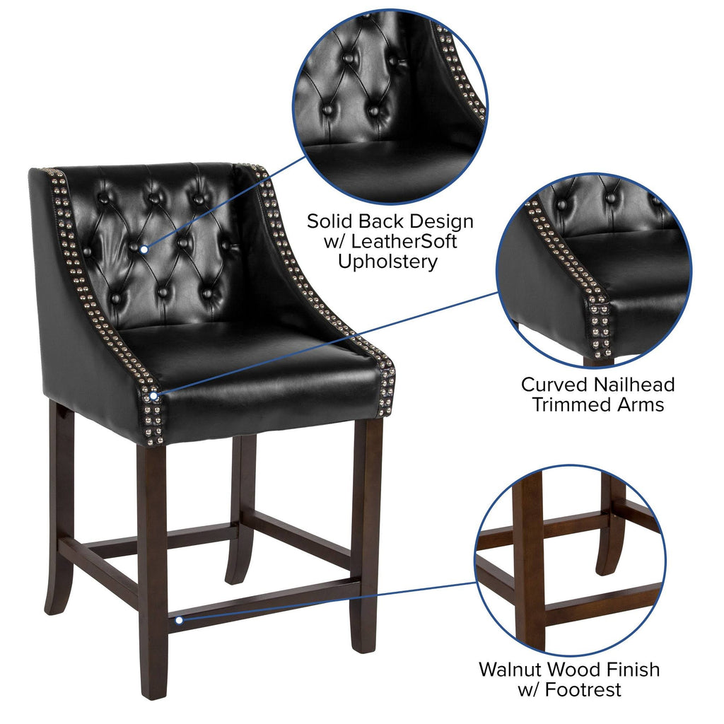 Black Leather Counter Height Stool N370