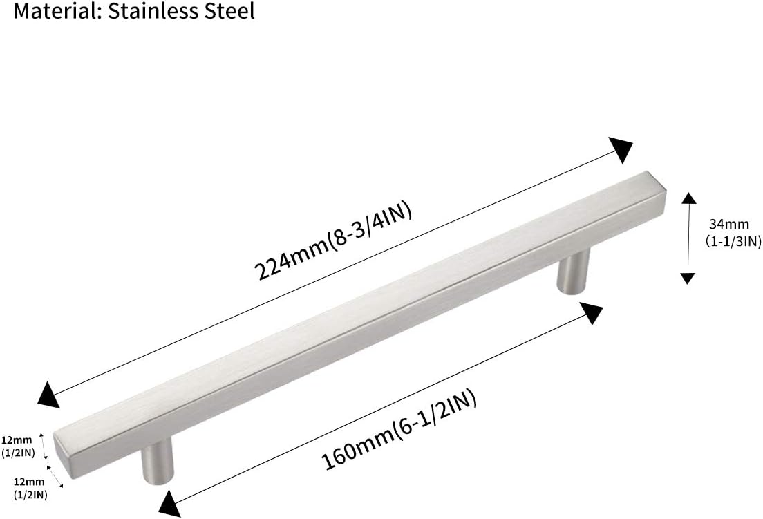 50 Pack Square Cabinet Handle 8.75 Length Satin Nickel V20745