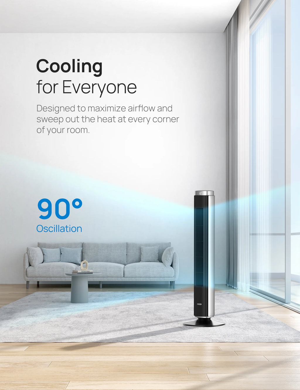 42" Tower Fan with Remote, 25 DB Quiet DC Bladeless Fan B5483