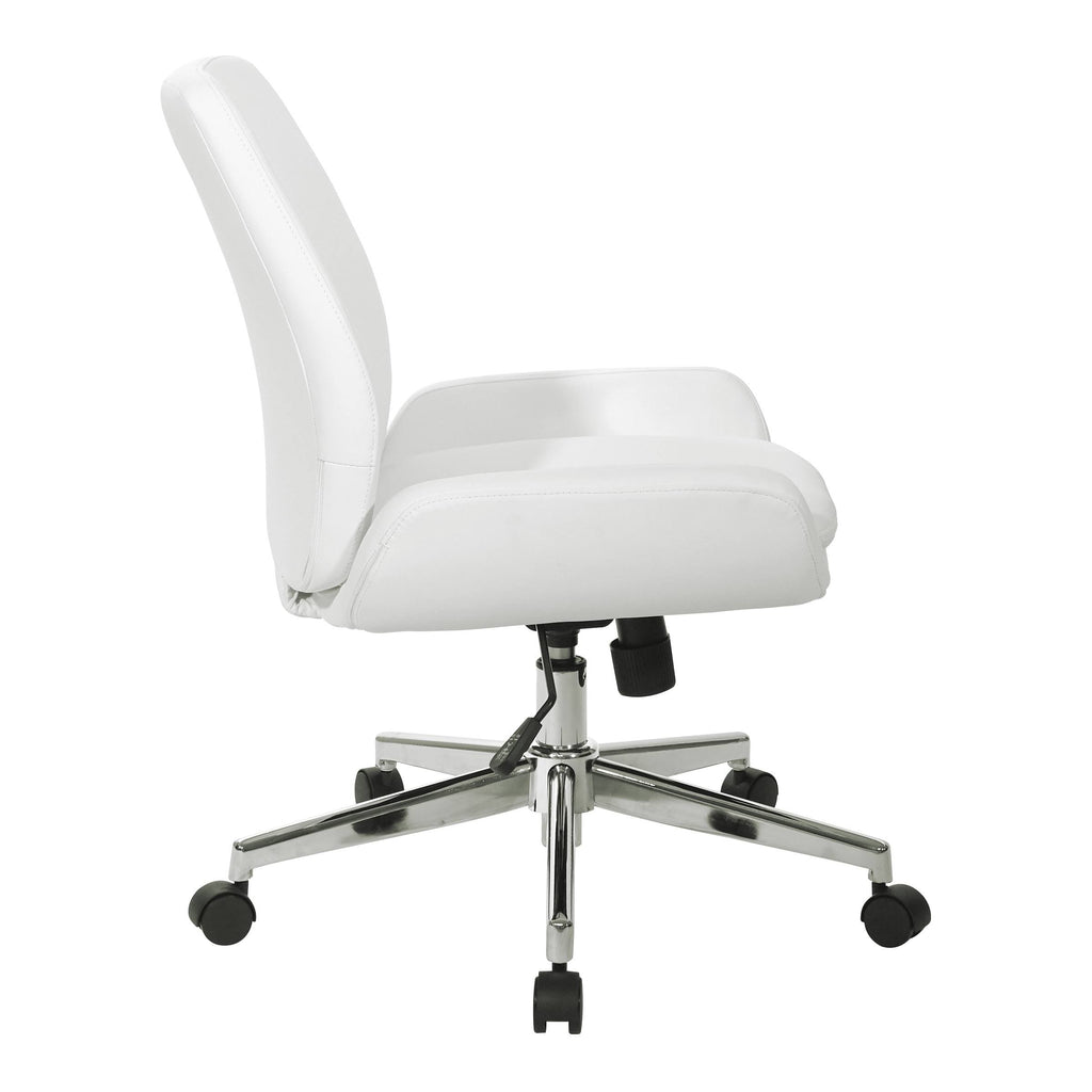 White Faux Leather Chair with Chrome Finish Base E9333