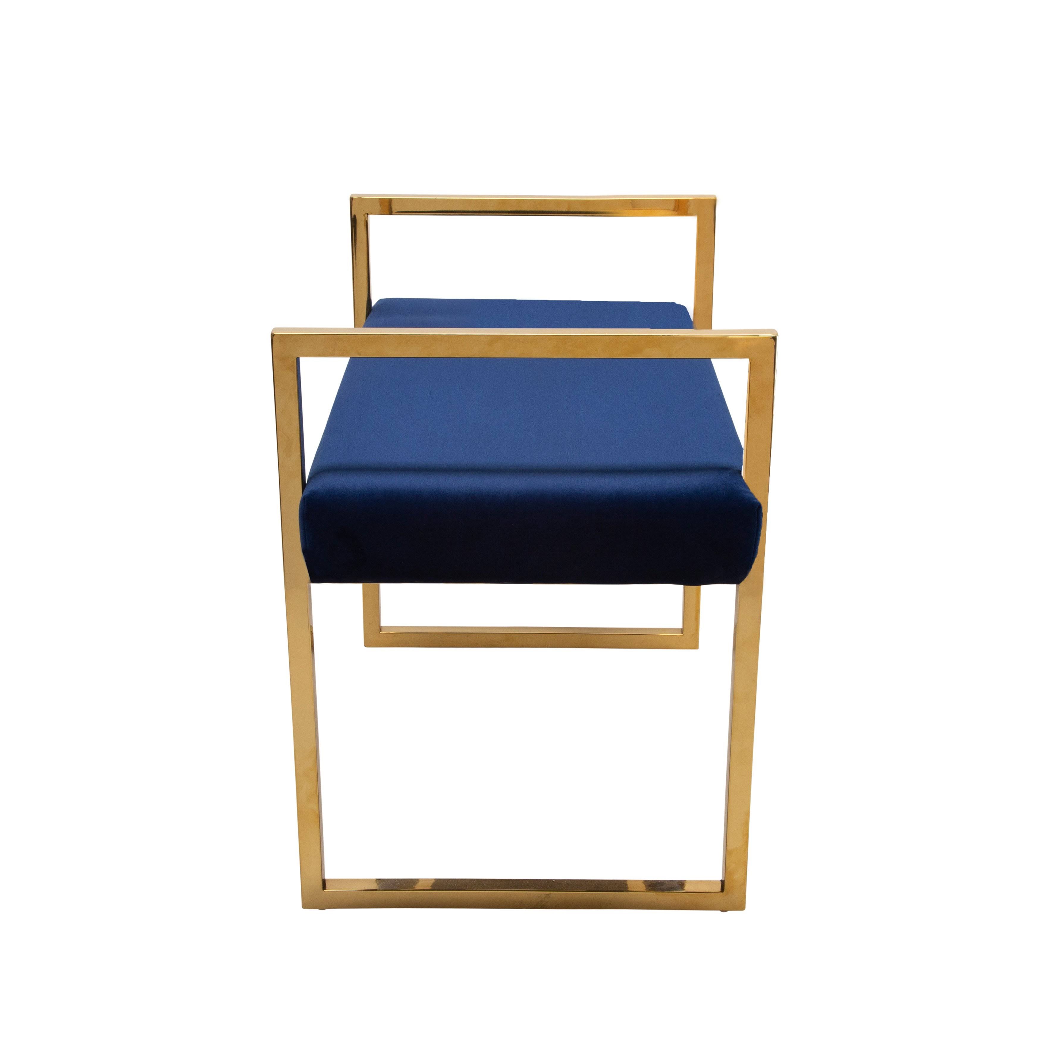 Navy/Gold Velveteen Bench with Handles M507730