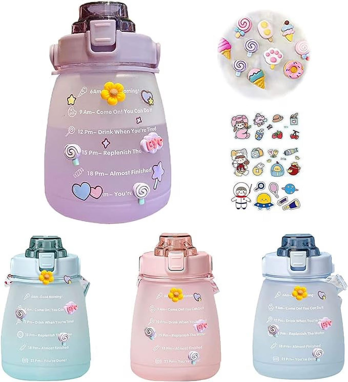 Purple Big Belly Water Bottle with Straw S323319