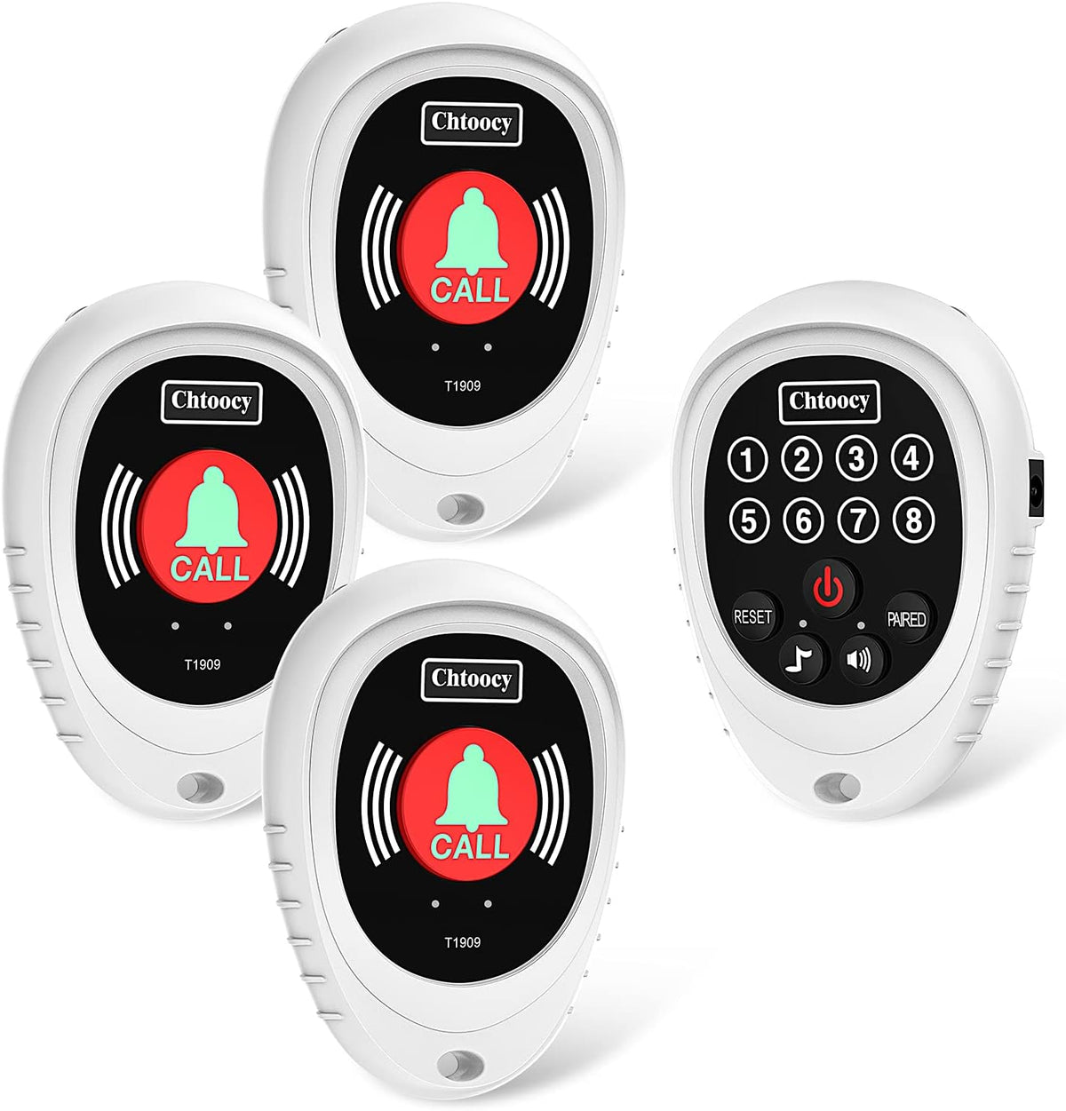 White 3 Call Button Wireless Caregiver Pager System with Receiver Y235