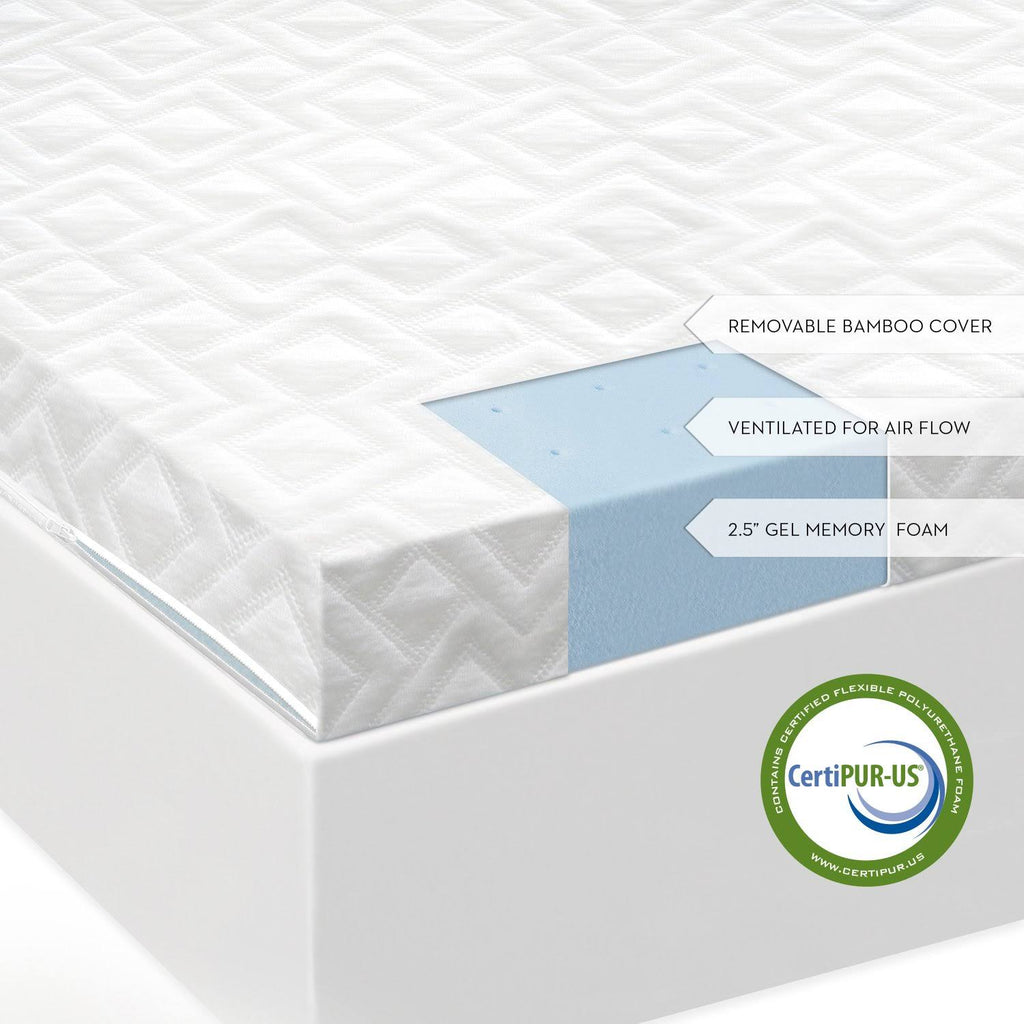 2.5x22 Gel Memory Foam California King Mattress Topper D6500