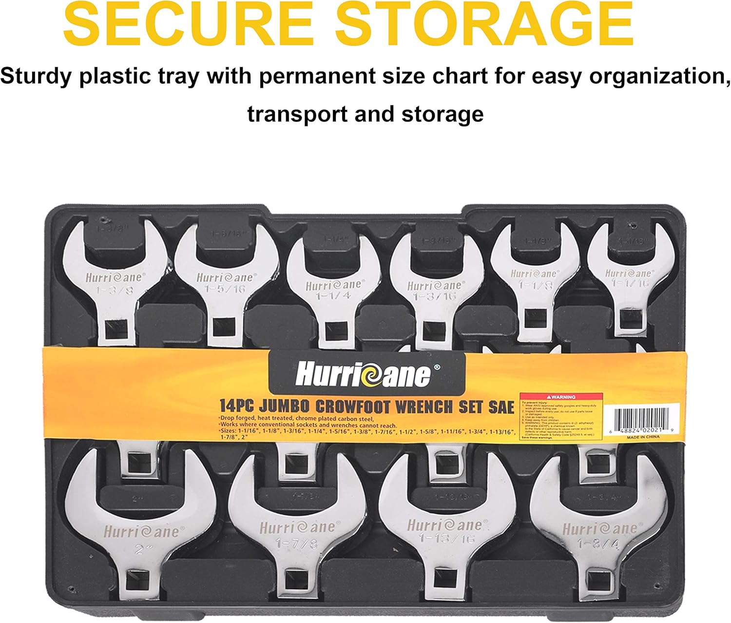1/2" Drive Jumbo Crowfoot Wrench Set, SAE 1-1/16" to 2", 14 Piece E8972