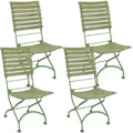 Green Folding Chestnut Wooden Chair Set of 4 V484