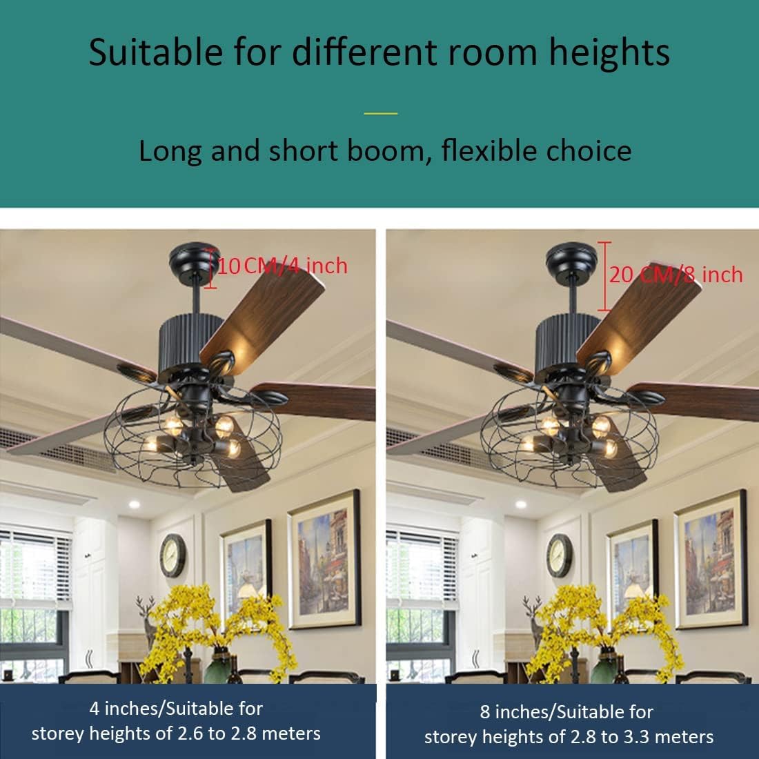 Black Industrial Ceiling Fan with Light and Remote, 5 Wood Blades, 5-Lights E26 B75632