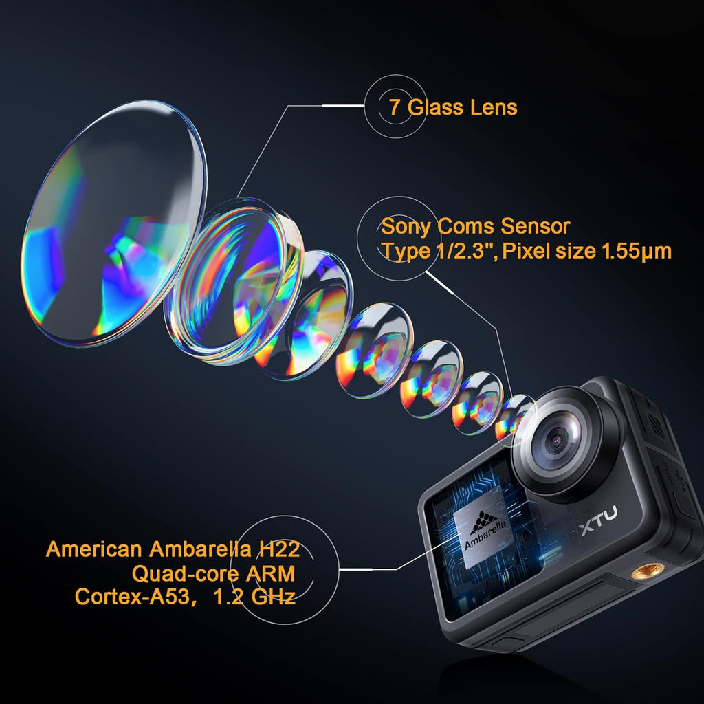 4K60FPS WiFi Action Camera with Dual Touch Screen Display T950650