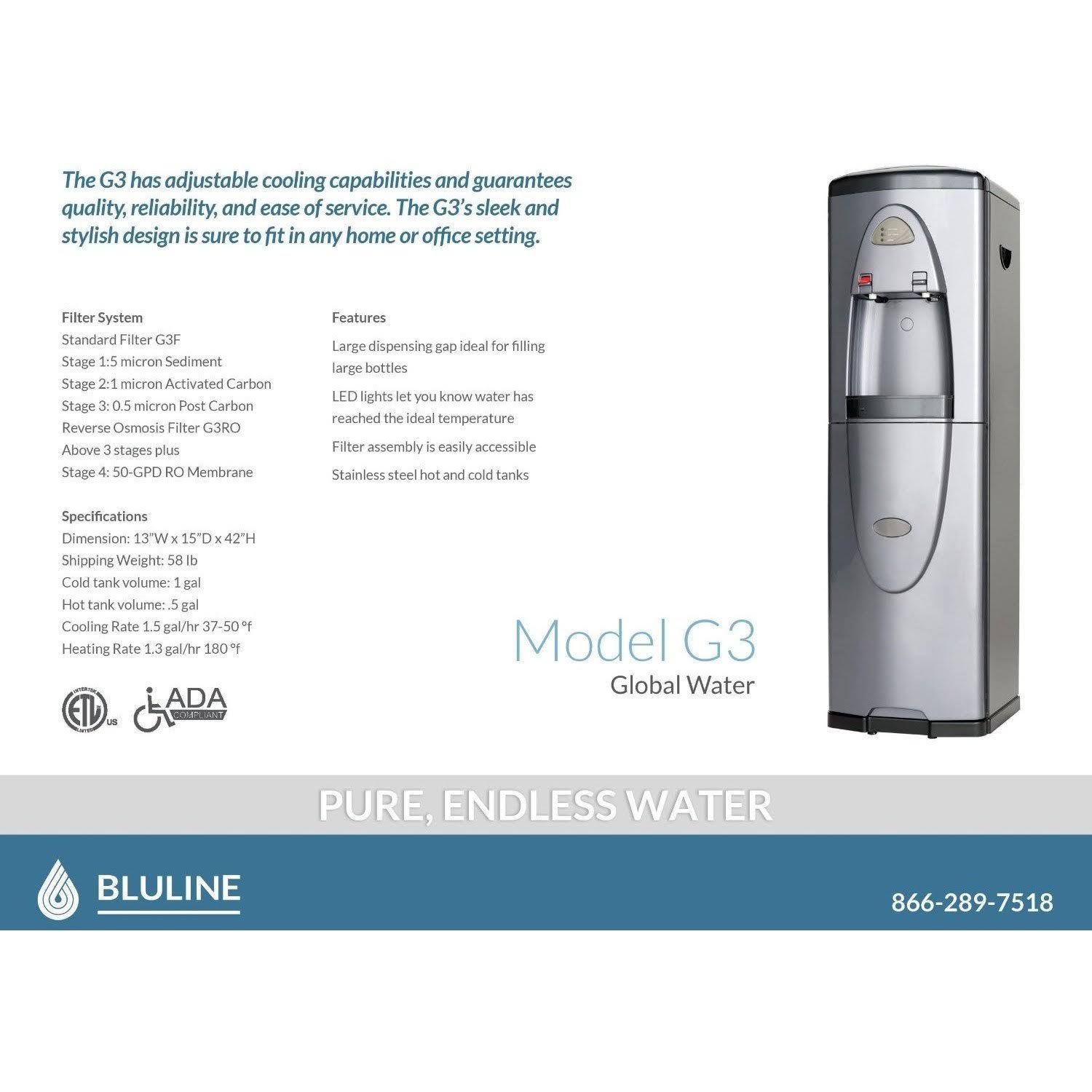 Silver Stainless Steel Bottleless Water Cooler I712548