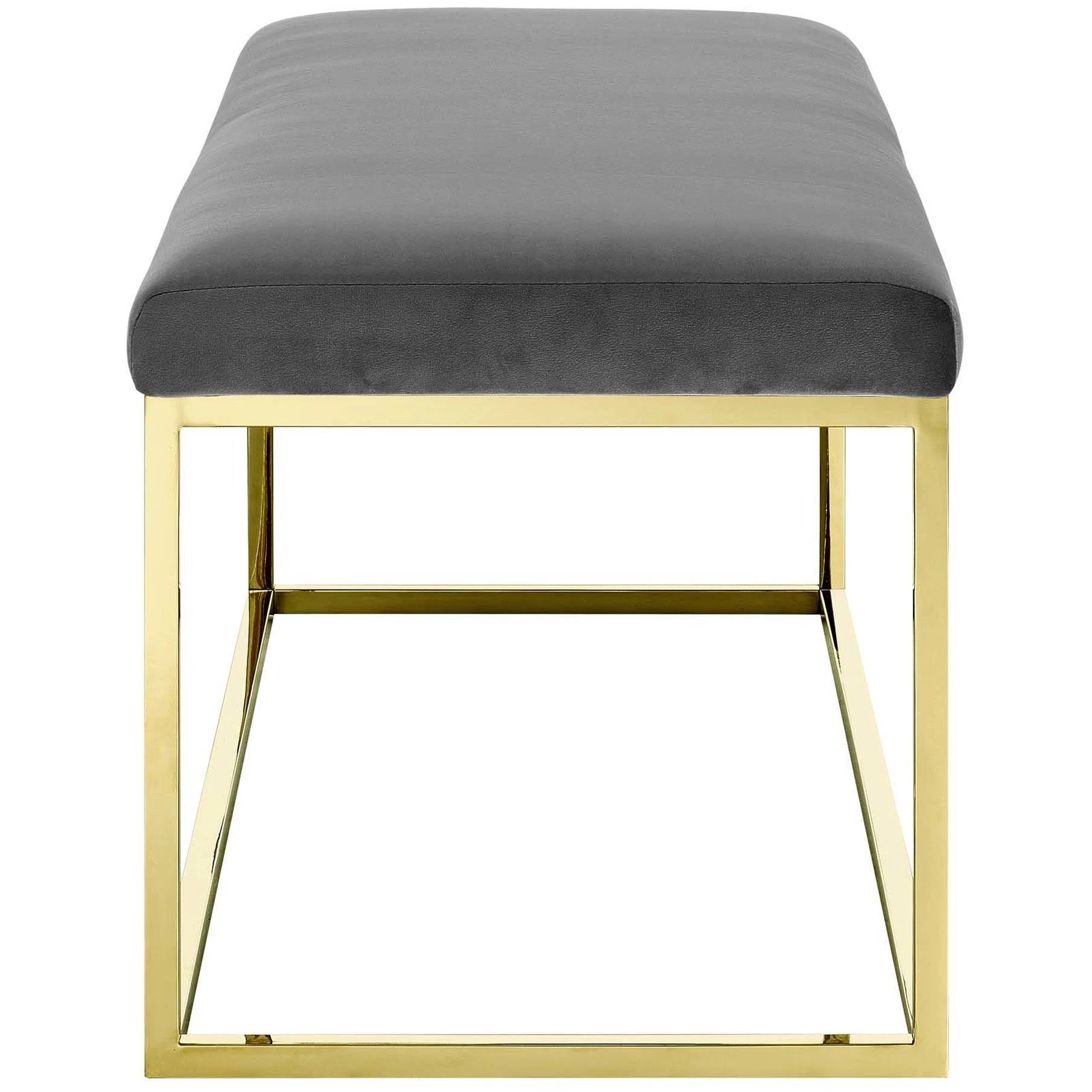 Gold Gray Fabric Bench T913419