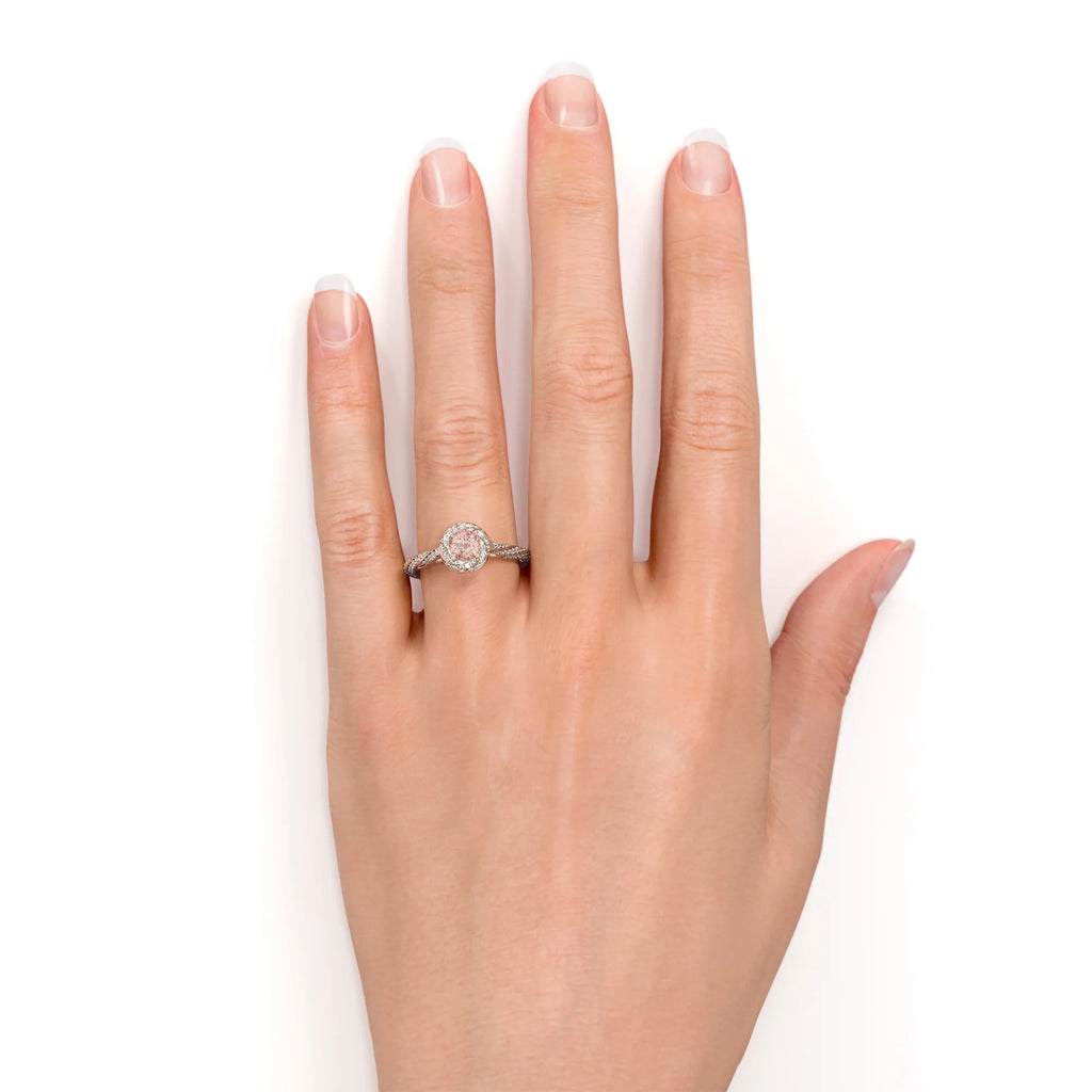18K Rose Gold Plating over Silver Morganite and Moissanite Engagement Ring I314