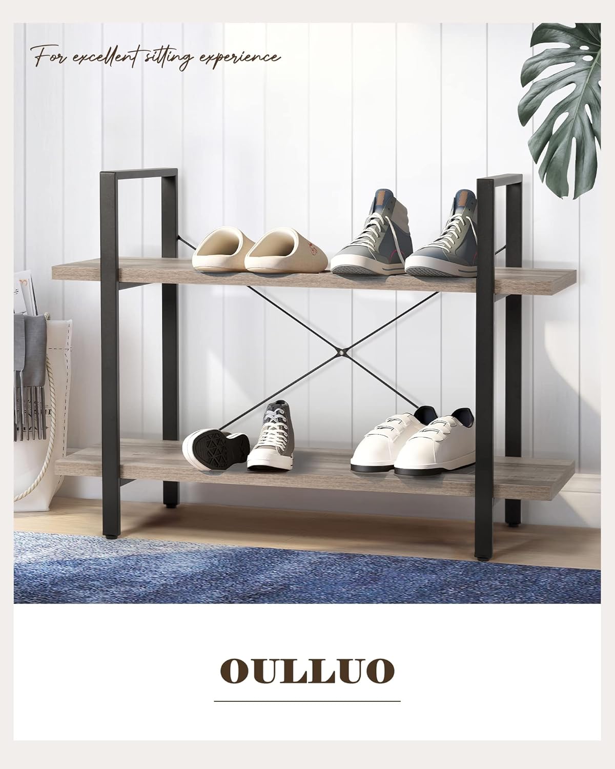 Industrial 2-Tier Wood and Metal Bookcase K825