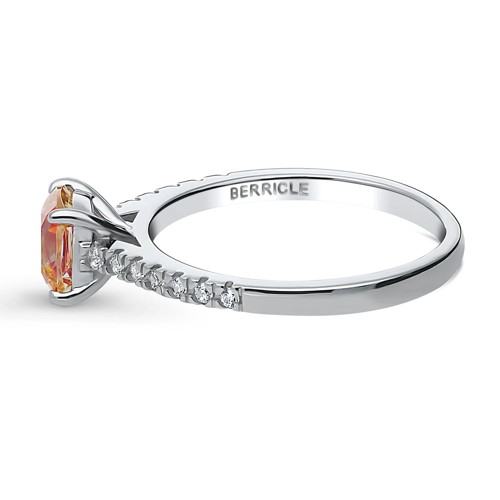 Sterling Silver Rhodium Plated Cushion Cut Cubic Zirconia Promise Ring I72950