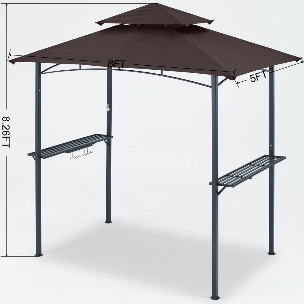 Brown Outdoor BBQ Grill Gazebo with LED Light O424592